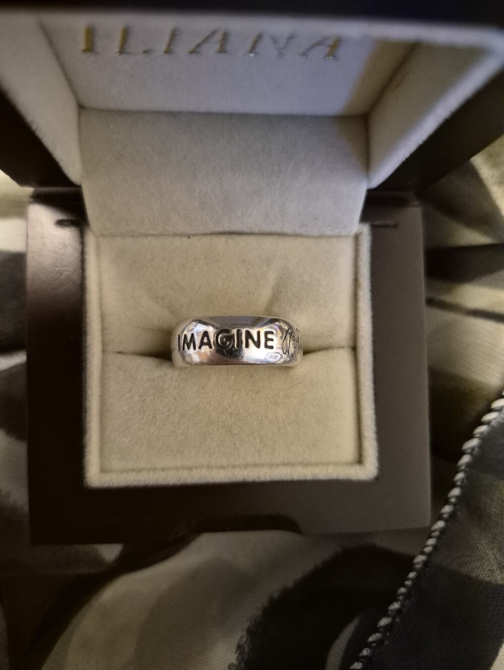 John Lennon Collection Solid Sterling Silver  'IMAGINE' Engraved Band Ring 7.25